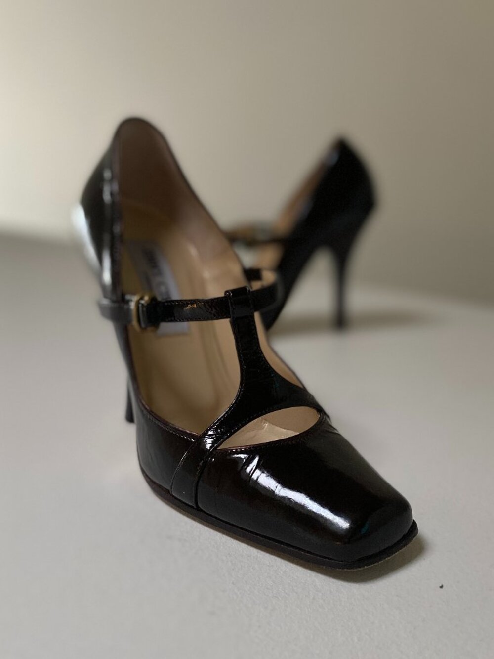 JIMMY CHOO PRIMA Brown Patent Leather Pumps (Size 36/6) Good